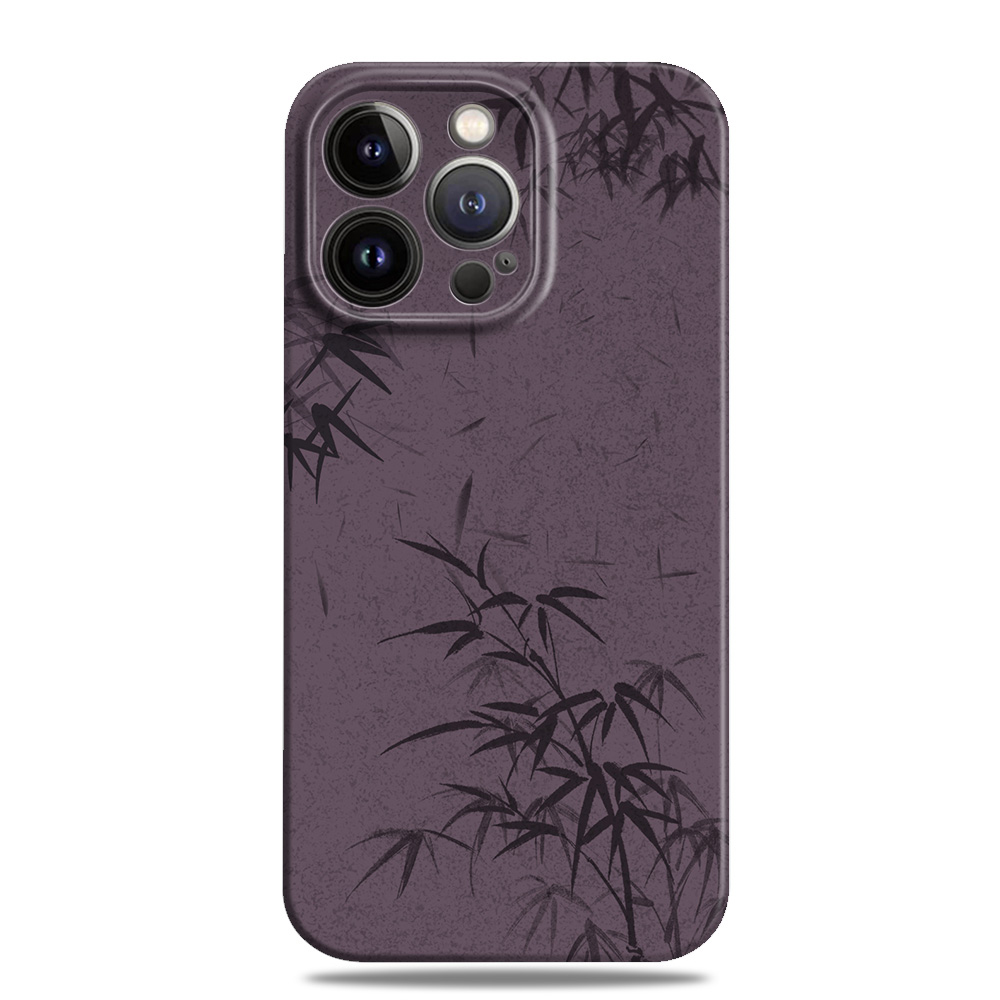 国潮新中式竹叶紫色手机壳