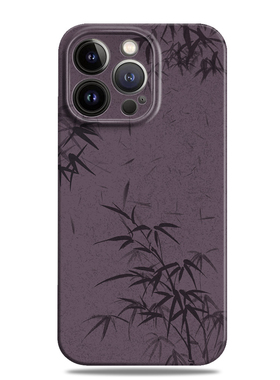 国潮新中式竹叶紫色适用苹果15手机壳14promax菲林12小米13华为mate60高级感P50一加oppo荣耀90全包vivo三星