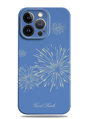 原创蓝色烟火适用苹果16promax手机壳15花火13小米14华为mate60菲林p70荣耀200高级感nova12一加oppo全包vivo