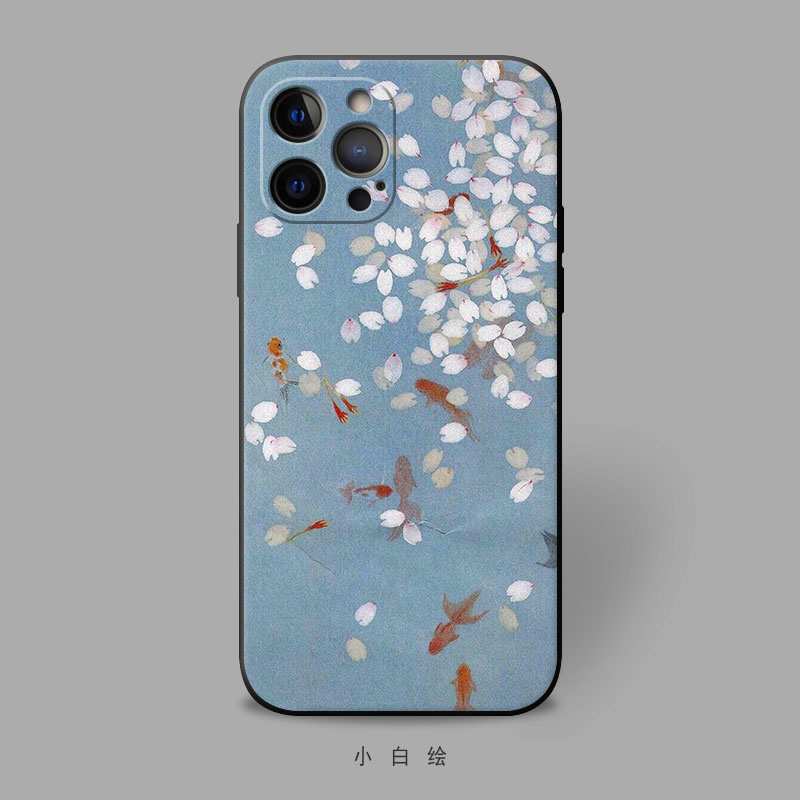适用苹果12mini/xr/678pluse/iphone11promax手机壳中国风意境软