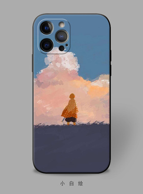 适用苹果12mini/xr/678pluse/11promax手机壳简约侠客小男孩插画