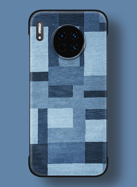 适用华为mate20x 5G版/9/10/30/40pro手机壳简约蓝色拼块男款磨砂