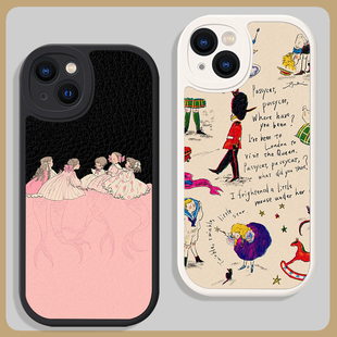 美式复古可爱治愈插画适用苹果15promax手机壳14全包13小米12华为mate60硅胶P50小羊皮荣耀80防摔oppo软vivo