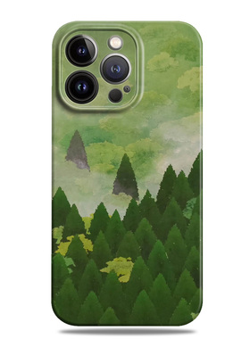 绿色森林治愈系风景适用苹果16e手机壳15promax12小米13华为nova14菲林p70荣耀200潮mate60一加oppo全包vivo