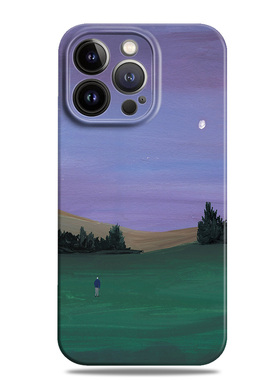 漫步原野紫色夜空适用苹果17手机壳16promax15小米13华为nova14菲林p80荣耀400磁吸mate70一加oppo全包vivo潮