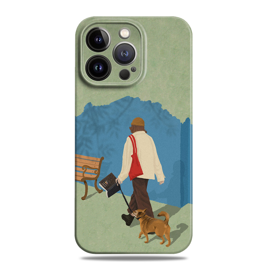 周末遛狗原创文艺复古手机壳艺术