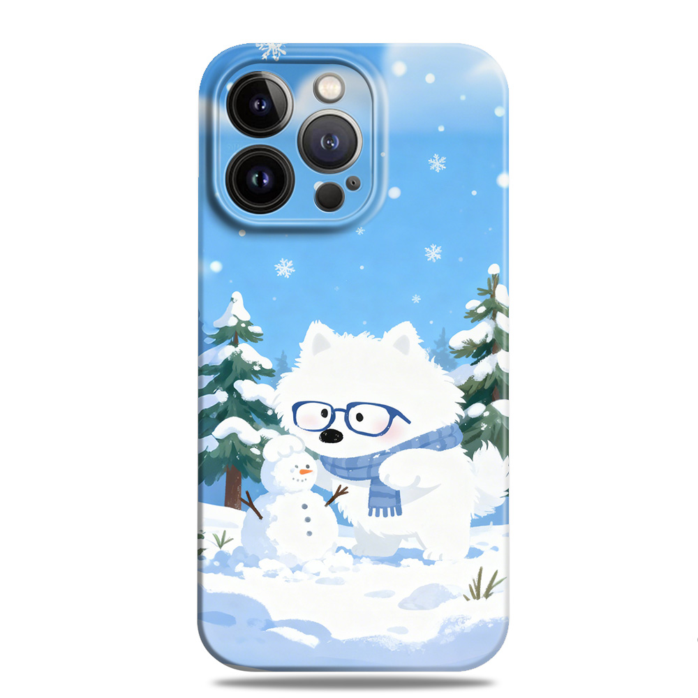 可爱萨摩耶堆雪人冬日治愈手机壳