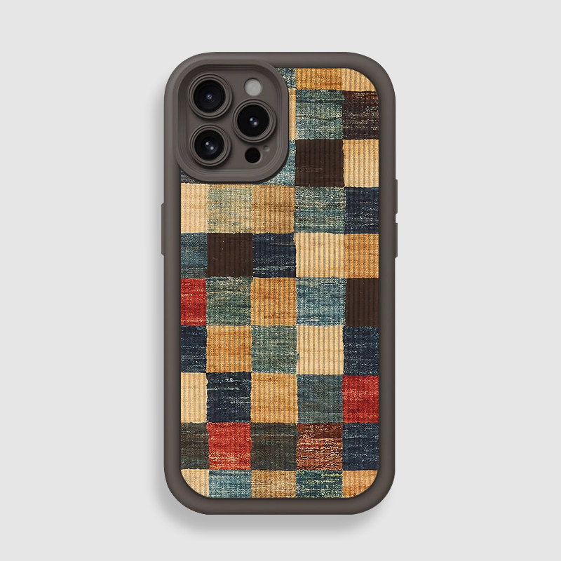 艺术感设计复古格纹秋冬氛围iphone17手机壳适用苹果16小米15华为mate60全包P80荣耀400防摔vivo一加oppo小众