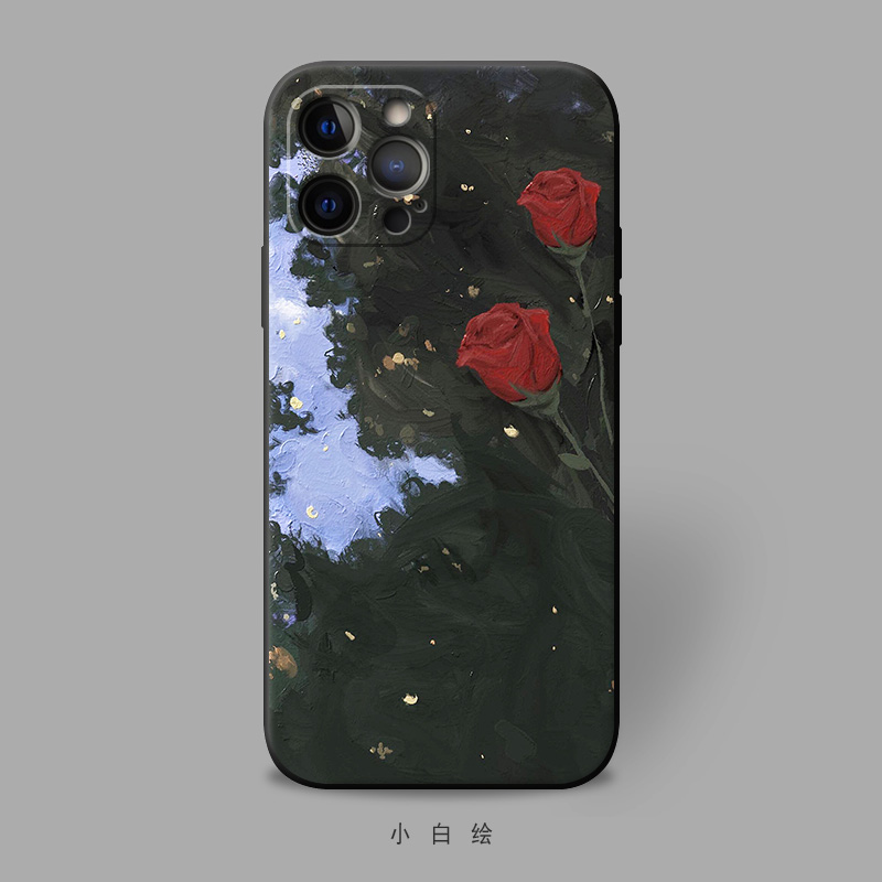 苹果适用玫瑰油画风手机壳