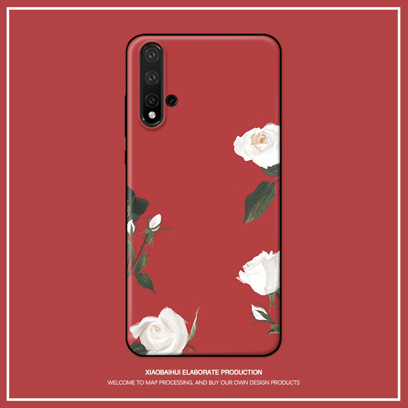 华为ins风淡白玫瑰磨砂手机壳