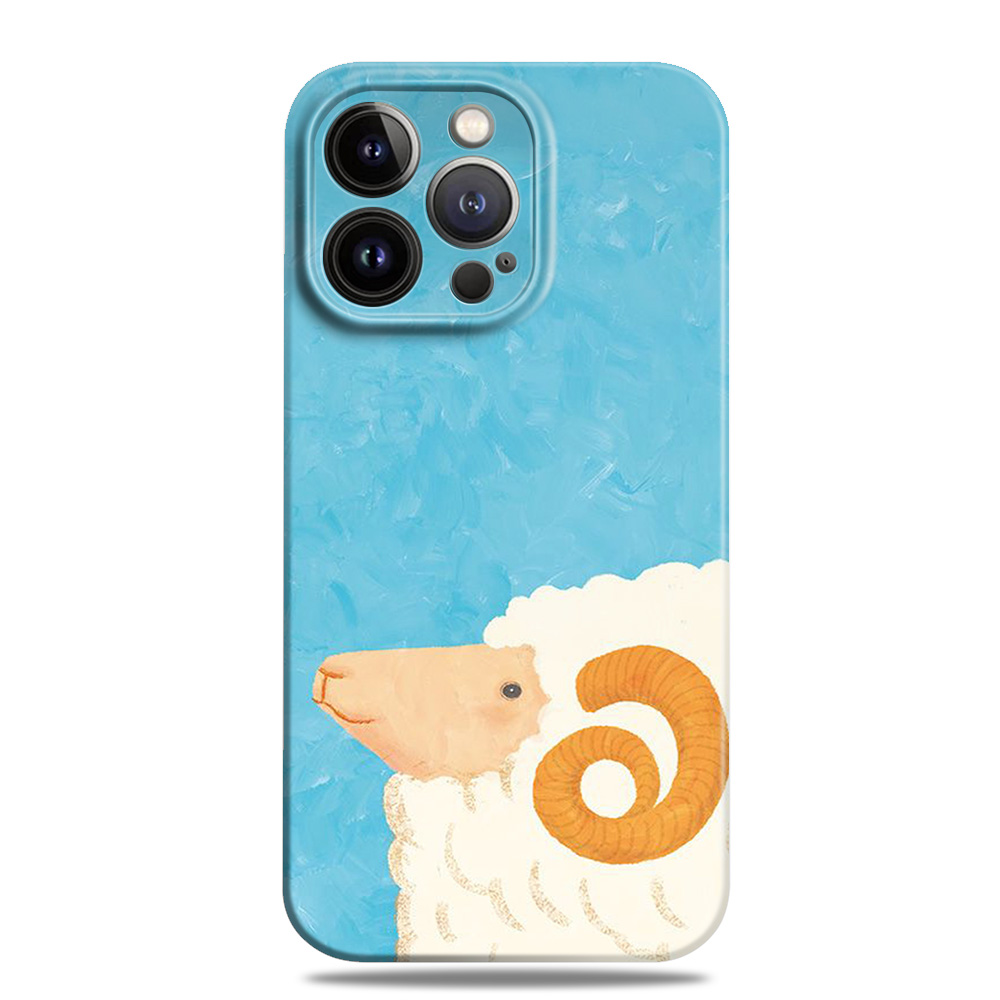 可爱绵羊卡通创意蓝色手机壳全包