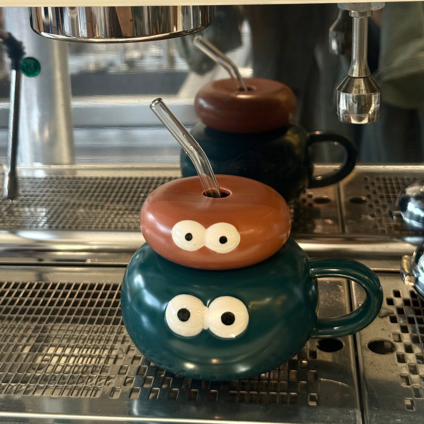 奇怪的杯子|复古m豆高级感陶瓷杯带盖吸管马克杯咖啡杯送人礼物