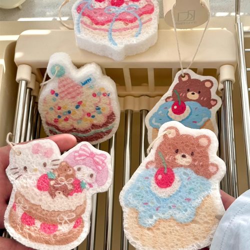 蛋糕小熊压缩洗碗巾可挂木浆棉