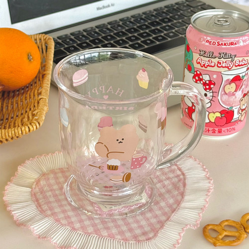 少女心可爱卡通玻璃杯早餐杯