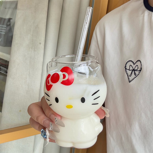 少女心高颜值卡通造型玻璃水杯