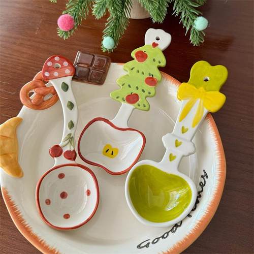 高颜值可爱圣诞苹果陶瓷勺子