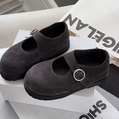 诗歌兰同款新款时尚加绒磨砂皮玛丽珍鞋真皮厚底增高休闲单鞋8886