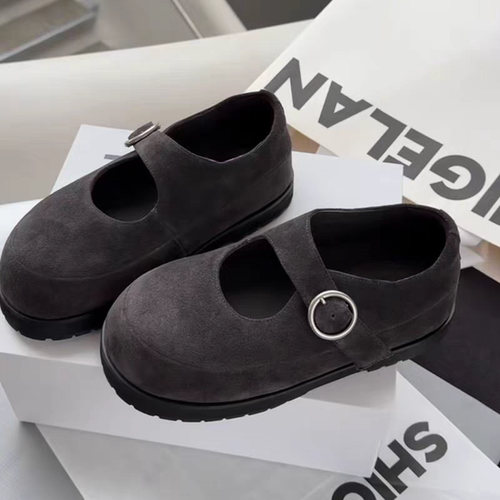 诗歌兰同款新款时尚加绒磨砂皮玛丽珍鞋真皮厚底增高休闲单鞋8886