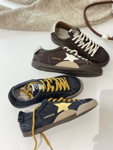 米诗思新款真皮星星休闲板鞋女鞋复古做旧脏脏鞋女鞋休闲鞋2082