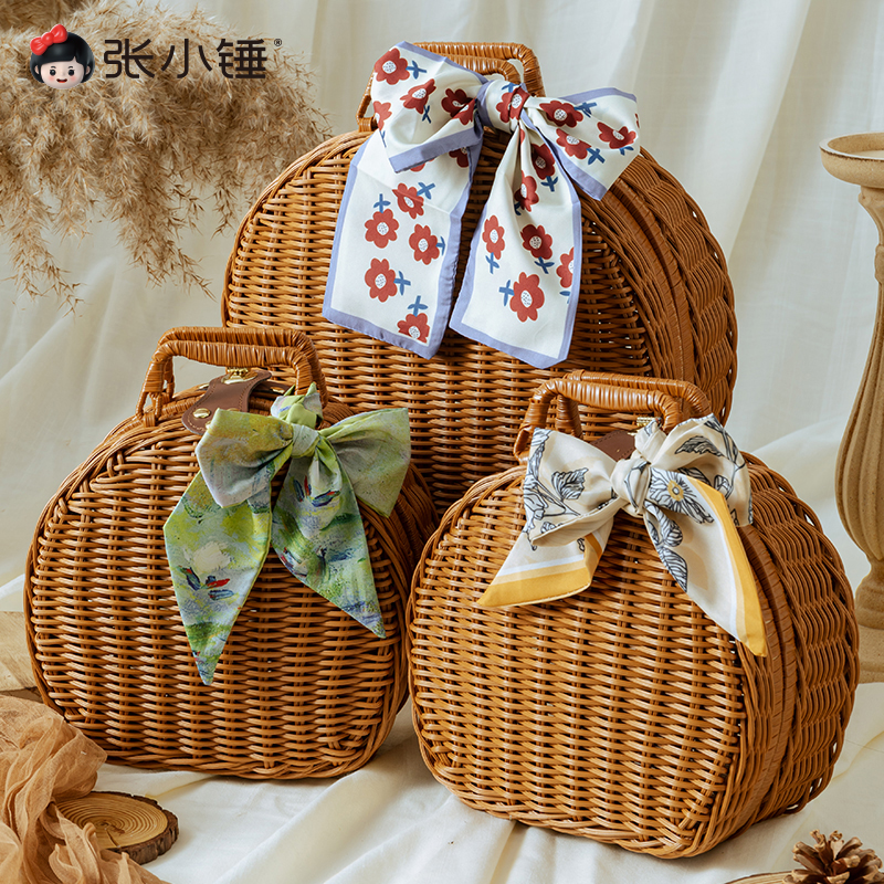 张小锤圆形藤编篮伴手礼盒森系大