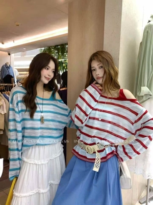 2026春季新款韩版时尚百搭显瘦高级感条纹拼色防晒上衣洋气