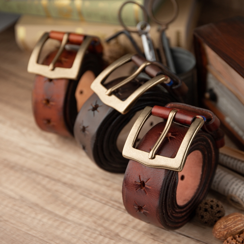 头层牛皮腰带真牛皮皮带男士牛仔休闲百搭腰带真皮复古个性时尚