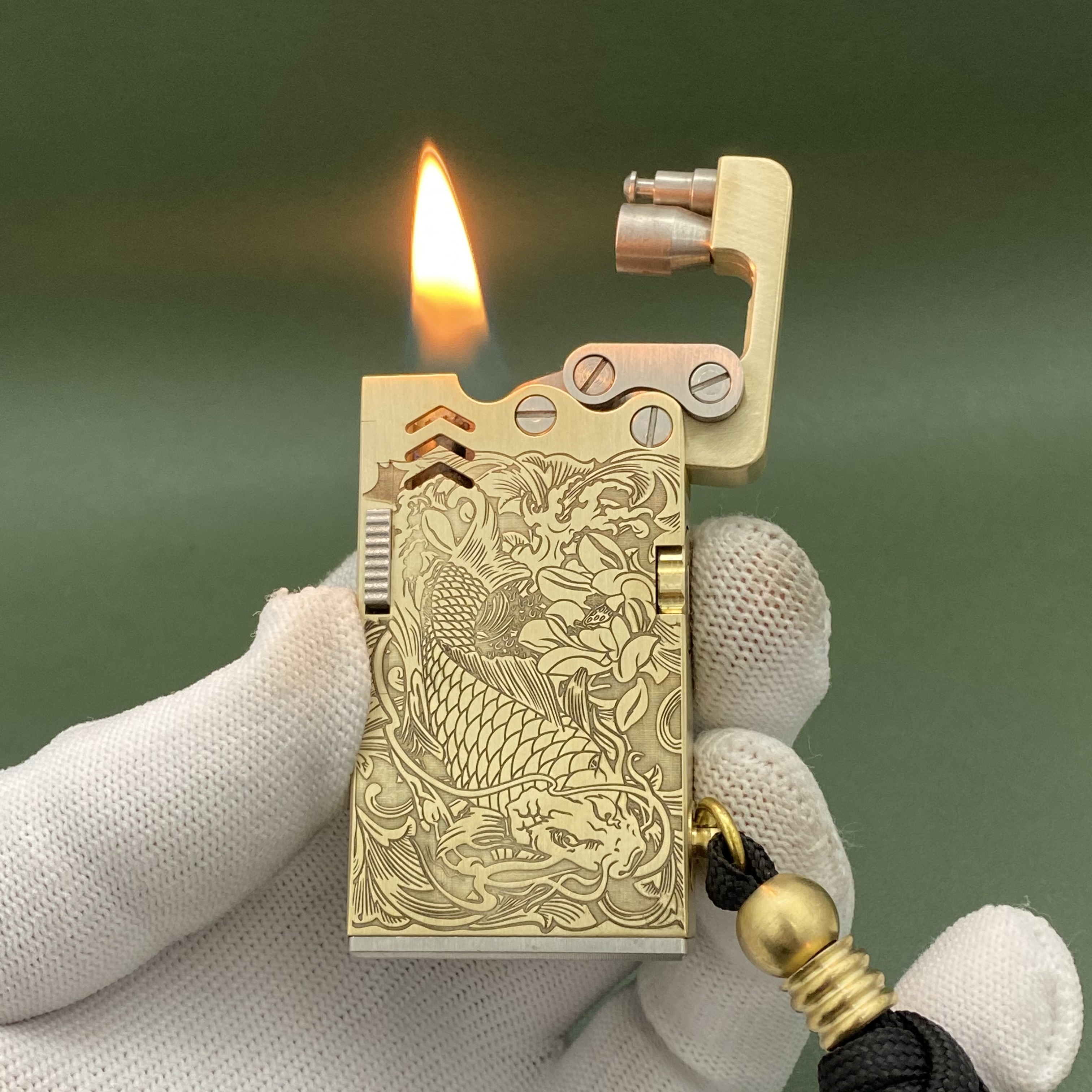 拿骚龙舌六代纯铜手工打火机自动