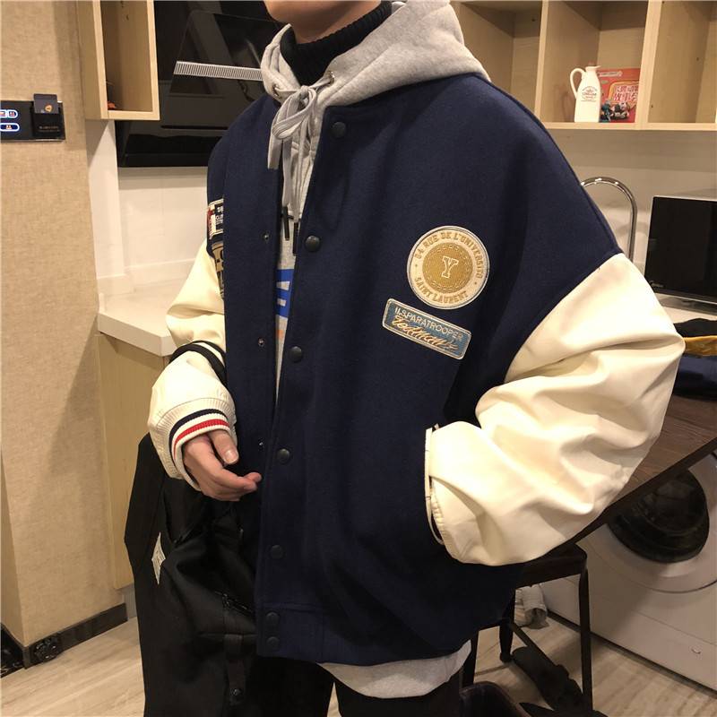 秋冬韩国ulzzang外套棒球服毛呢加厚学院风INS超火的棉衣棉服男女