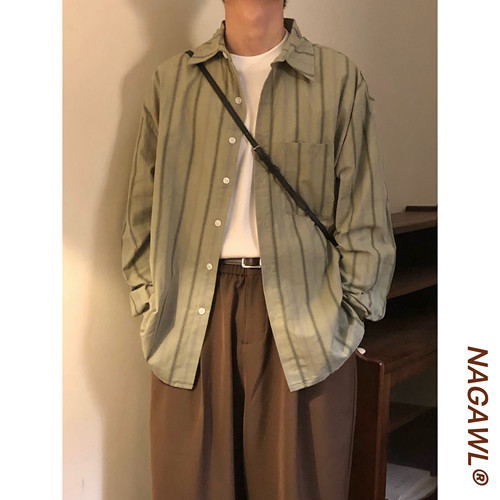 NAGAWL日系复古条纹长袖高级感cityboy衬衫早春新款cleanfit衬衣