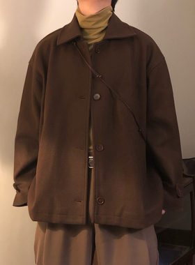 NAGAWL秋冬美式复古潮牌街头高级感美拉德风痞帅毛呢纯色夹克外套