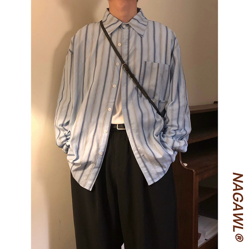 NAGAWL日系复古条纹长袖高级感cityboy衬衫早春新款cleanfit衬衣