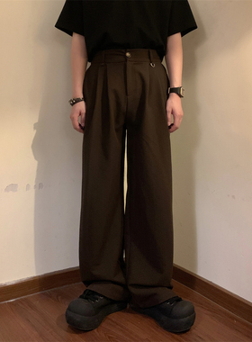 NAGAWL2025夏季美式复古宽松直简休闲裤学院风百搭阔腿西裤长裤男