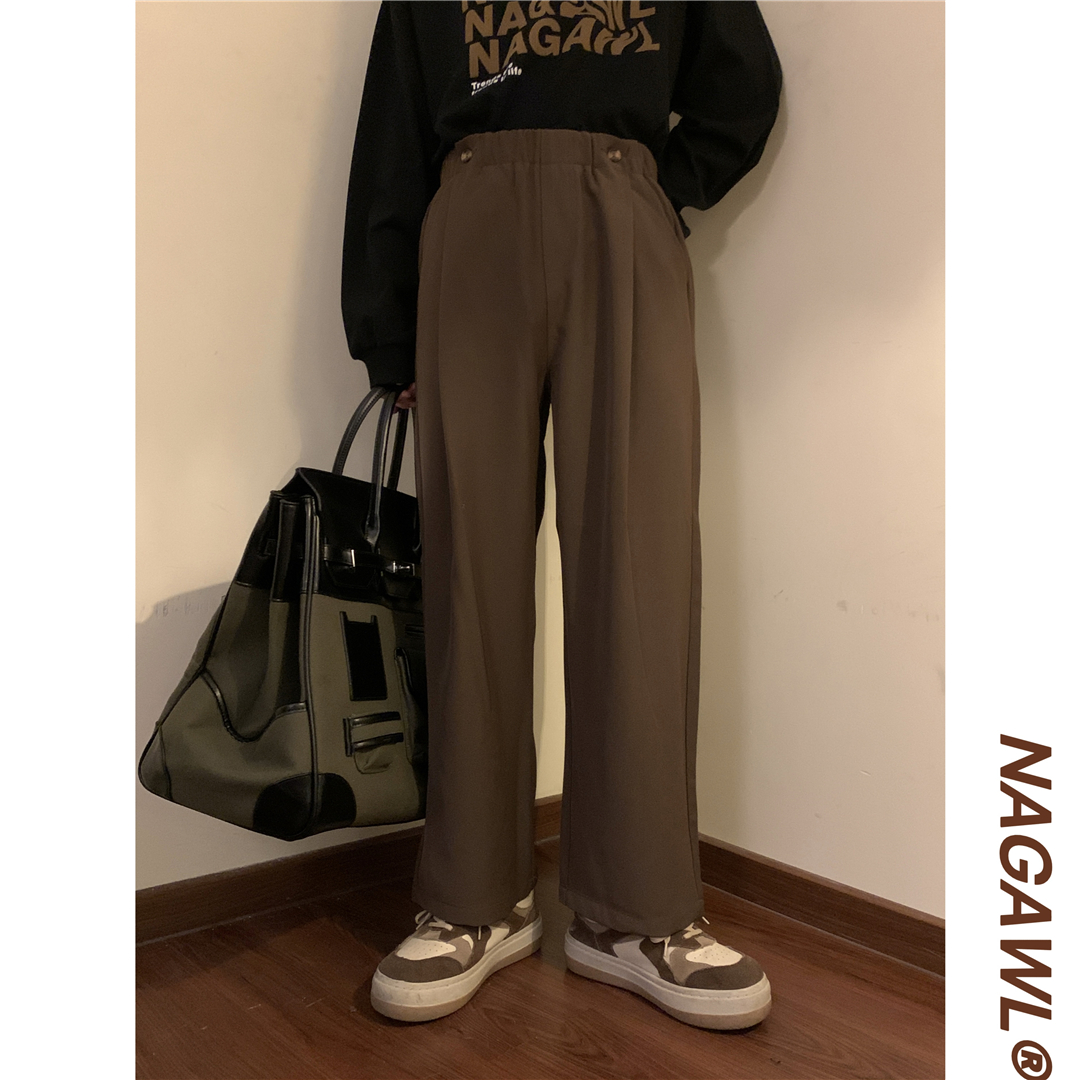 NAGAWL秋冬宽松日系复古cityboy直筒裤咖色西裤长裤休闲裤男女潮