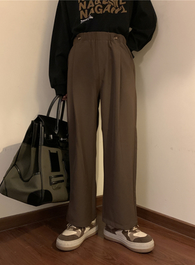 NAGAWL秋冬宽松日系复古cityboy直筒裤咖色西裤长裤休闲裤男女潮