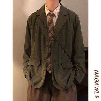 NAGAWL秋季美式复古潮牌宽松休闲灯芯绒百搭西装开衫西服外套男女