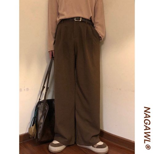 NAGAWL秋季美式复古西裤休闲百搭直简阔腿日系宽松简约长裤男女潮