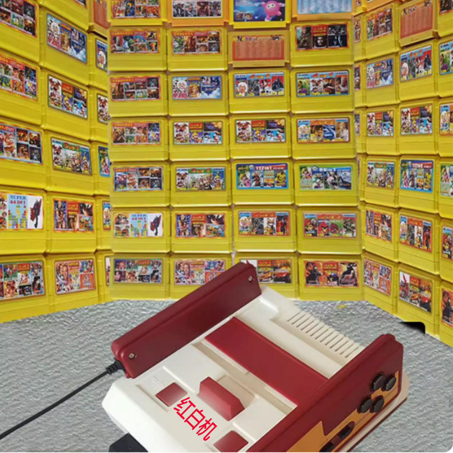 游戏卡游戏机卡带FC8位黄卡带魂斗罗超级玛丽忍者神龟4合1 500合1