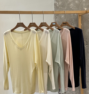 Sensefeeling26春夏新品天丝亲肤V领收腰堆堆上衣