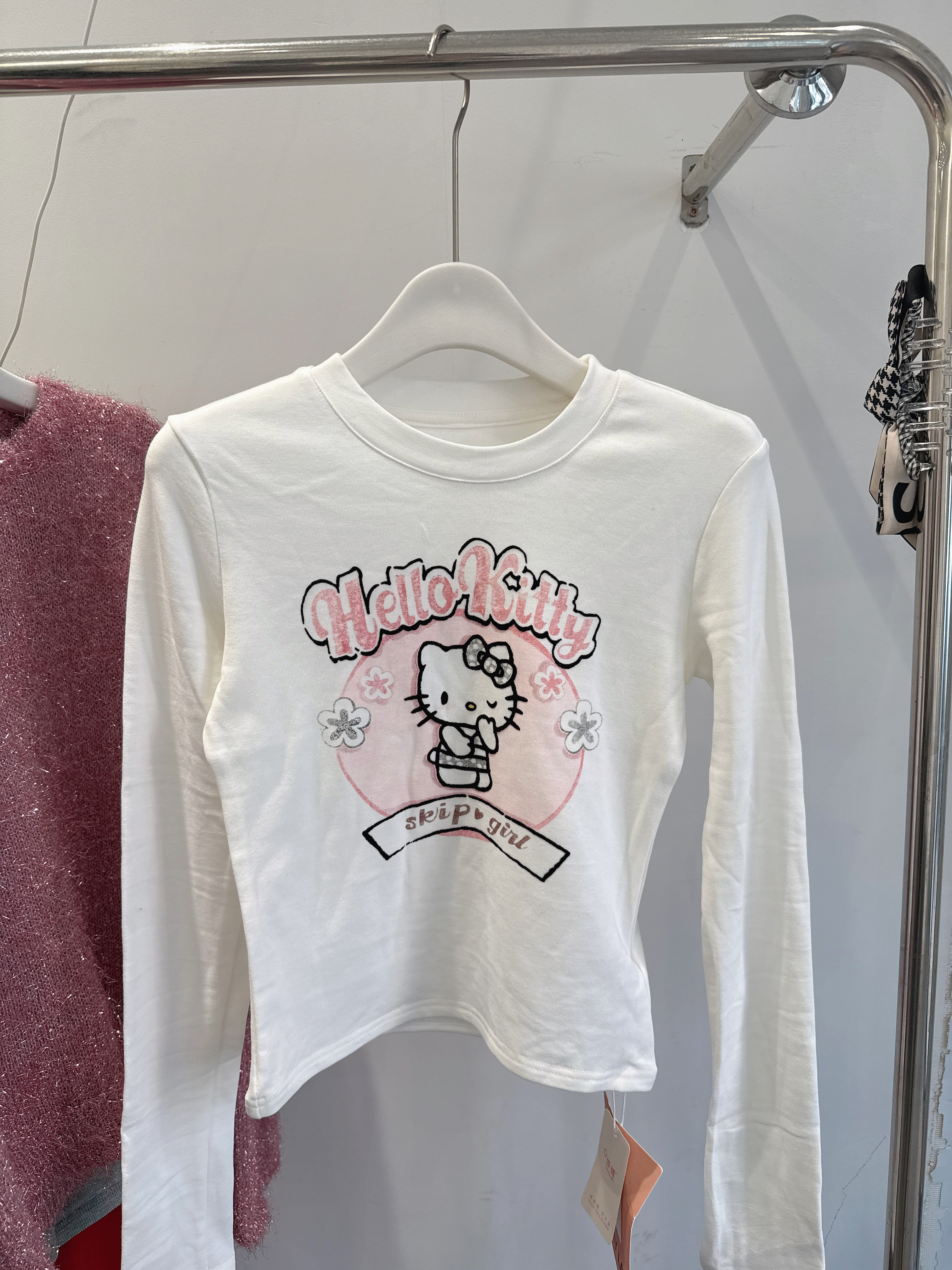 Luclylala25冬款正版加绒kitty印花打底T恤长袖