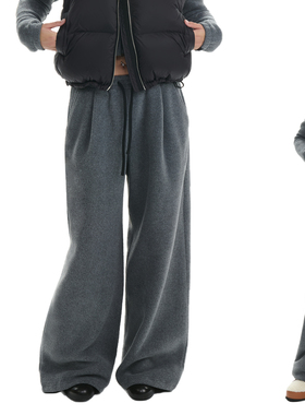 RA everyday “散步”摇粒绒宽松可束脚长裤 深灰/藏蓝