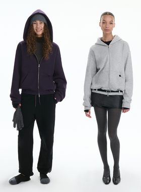 RA everyday“散步”连帽抓绒宽松卫衣外套 灰色/紫色