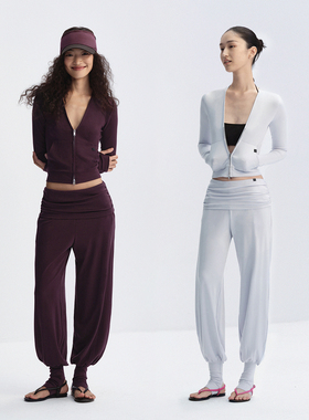 RA everyday 弹力V领修身拉链长袖外套 黑色/紫色/奶蓝色