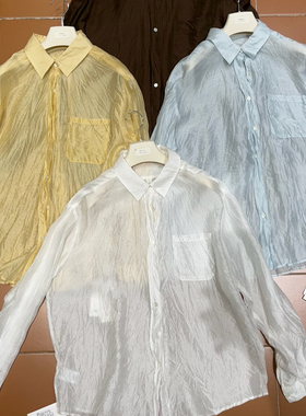 PEACE 翻领纯色薄款长袖衬衫开衫防晒衣14493