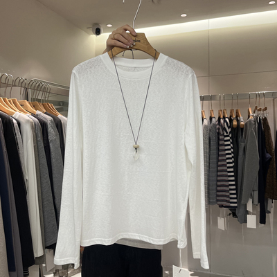 纯色简约高级感长袖白色T恤