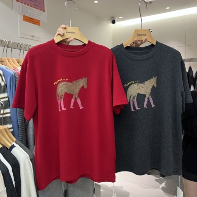 小马图案宽松短袖T恤上衣打底衫