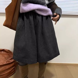 显瘦中裤 厚款 9069 松紧腰纯色宽松阔腿五分裤 CHEN