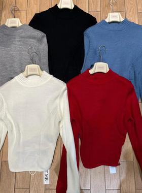 TRUST ME 圆领纯色简约后背绑带修身长袖针织衫毛衣31224