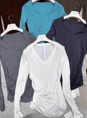 TRUST ME V领纯色简约修身长袖T恤松驰感百搭羊毛打底衫7022