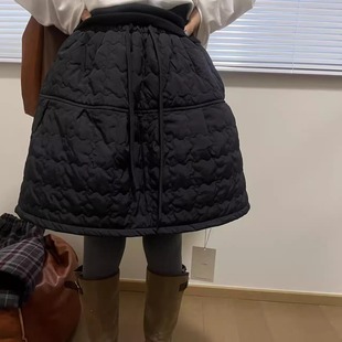 CHEN 松紧腰纯色保暖夹棉半身裙显瘦蓬蓬短裙伞裙靴裙9079