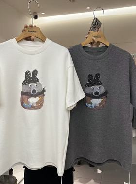 HANMIGAO 圆领卡通图案宽松厚款短袖T恤百搭上衣63705